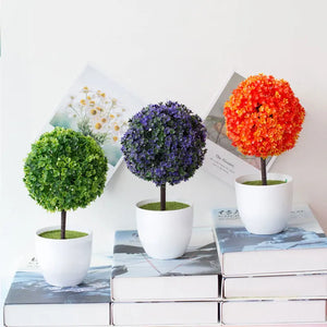 人工観葉植物・鉢植え・グリーン盆栽・スノーボール
