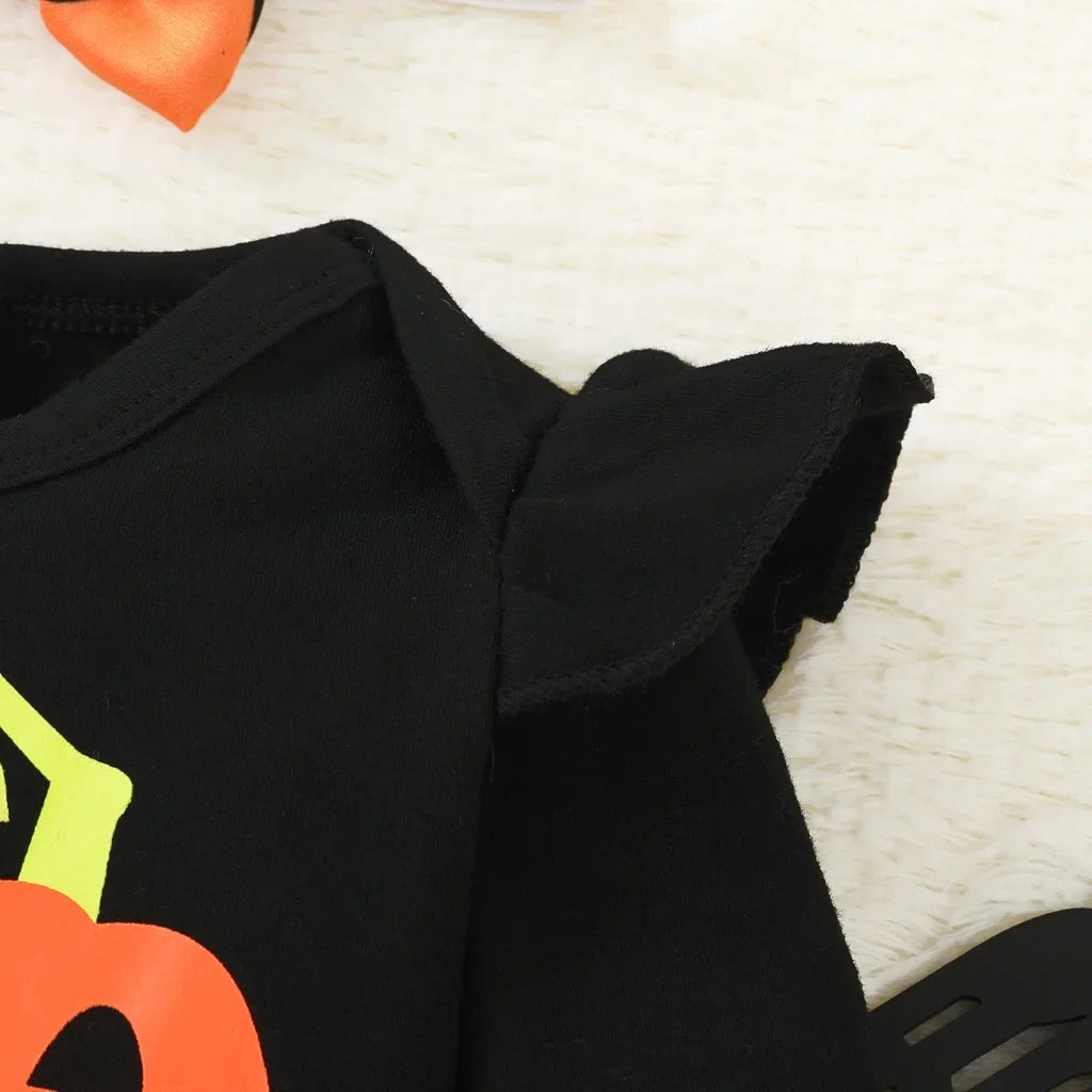 イベント・ハロウィングッズ｜ハロウィンパンプキン柄 ベビー服3点セット（3〜6ヶ月）
