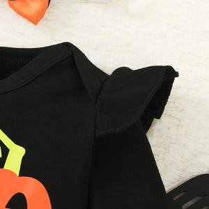 イベント・ハロウィングッズ｜ハロウィンパンプキン柄 ベビー服3点セット（3〜6ヶ月）