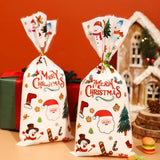 イベント・クリスマス装飾｜クリスマス柄ビニール製ギフトバッグセット(25/50/100pcs)