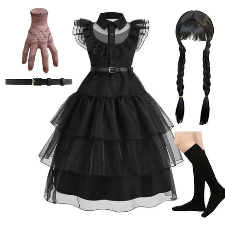 イベント・ハロウィングッズ｜ウエンズデー風プリンセスコスチュームセット（110c～160c）