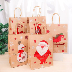 イベント・クリスマス装飾｜クラフト紙クリスマス柄ギフトバッグセット(1枚～10枚入)