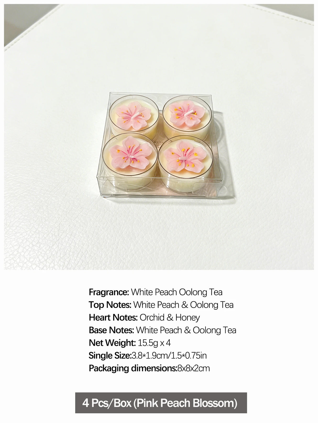 ピンクピーチブロッサム香りのティーライトキャンドル4個セット