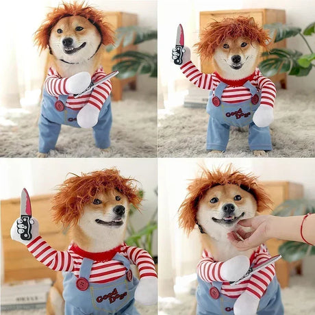 イベント・ハロウィングッズ｜ペット用チャッキー犬服 コスプレコスチューム