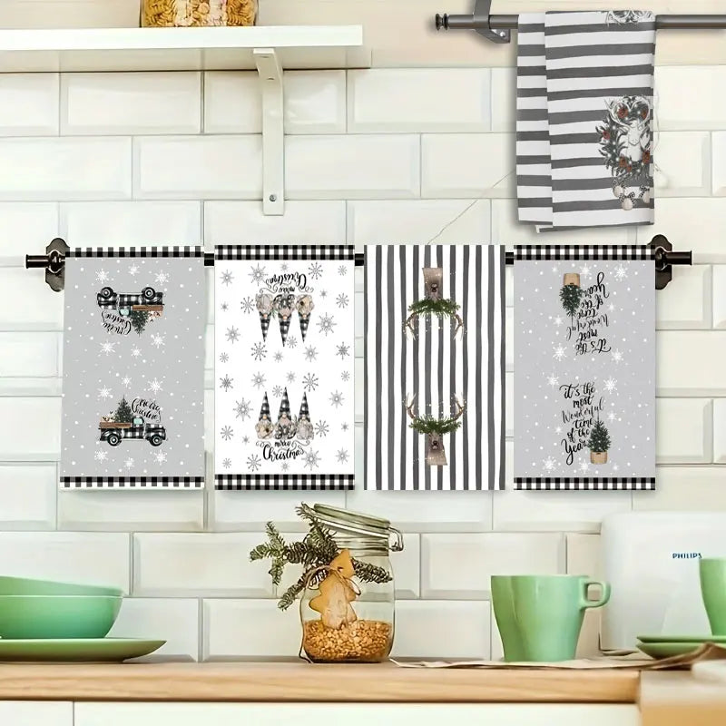 クリスマスグッズ・ ノベルティ用品｜クリスマス柄タオル5枚セット | 40×60c