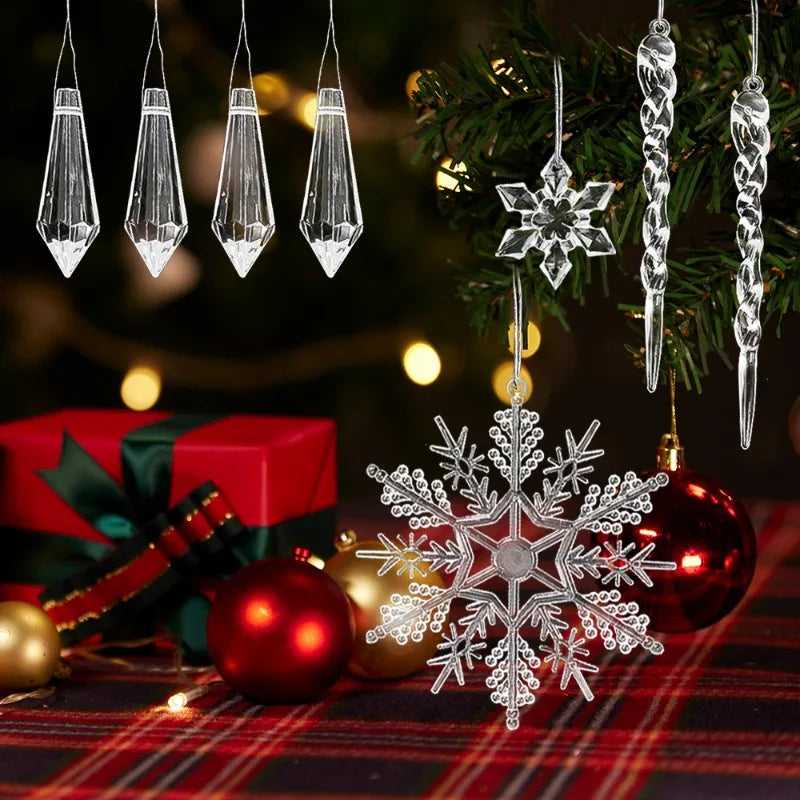 イベント・クリスマス装飾｜クリスタル雪の結晶型オーナメントセット(24個)
