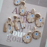 アールデコ風花柄ポリマークレイイヤリングセット