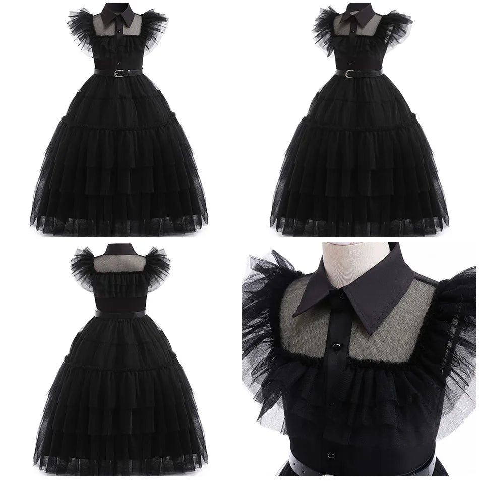 イベント・ハロウィングッズ｜ウエンズデー風プリンセスコスチュームセット（110c～160c）