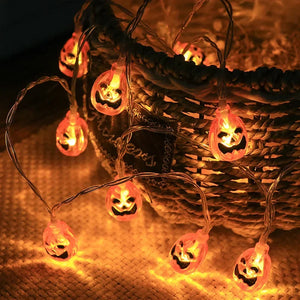 イベント・ハロウィン装飾｜LEDパンプキン＆コウモリ ライトストリング