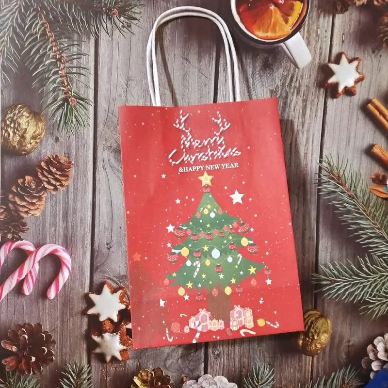 イベント・クリスマス装飾｜クリスマス柄クラフト紙バッグセット(S/M)