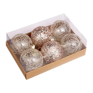 イベント・クリスマス装飾｜8cm PETボールオーナメント6個セット