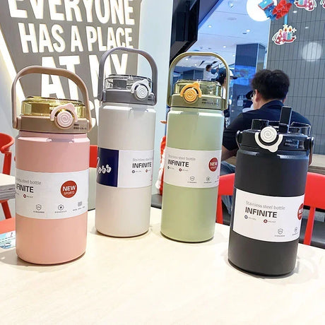 |イベント・ノベルティ用品 | 大容量ストロー付ステンレスサーモボトル | 1L/1.2L
