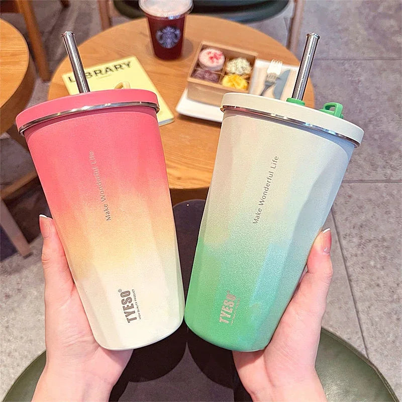 |イベント・ノベルティ用品 |  真空断熱ステンレス製 ストロー付きボトル | 600ml