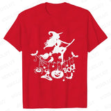 イベント・ハロウィングッズ｜レディース ハロウィン魔女柄Tシャツ (S～XXL)