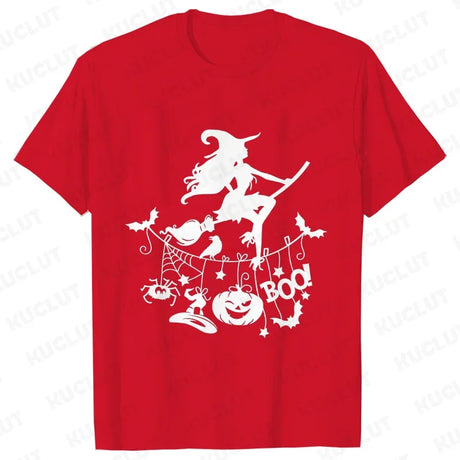 イベント・ハロウィングッズ｜レディース ハロウィン魔女柄Tシャツ (S～XXL)