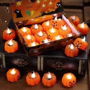 イベント・ハロウィングッズ｜パンプキンLEDティーライト12個セット