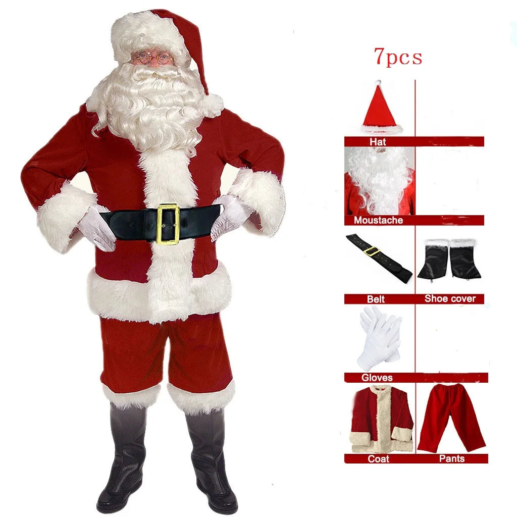 イベント・クリスマスグッズ｜大人用サンタクロースコスチューム7点セット(L～XXL)