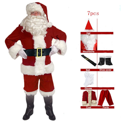 イベント・クリスマスグッズ｜大人用サンタクロースコスチューム7点セット(L～XXL)