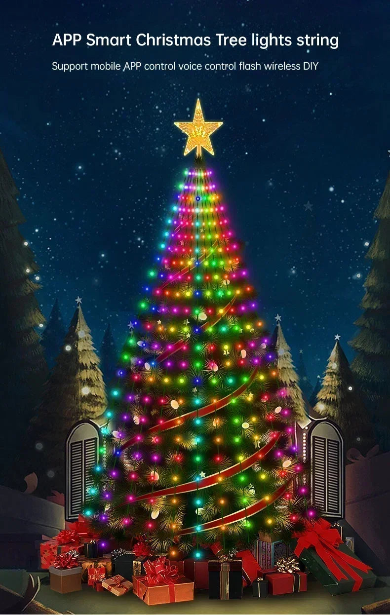 地引テスト用2.1M Smart Lighted RGB Christmas Tree APP & Remote Control Star Topper Outdoor DIY APP Controlled Lighted Christmas Tree Light