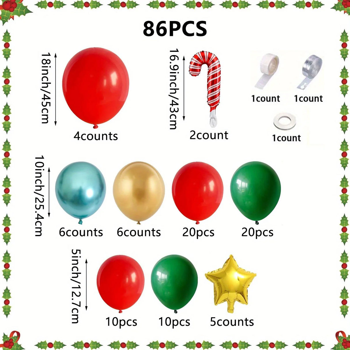 イベント・クリスマス装飾｜バルーンガーランドセット86個