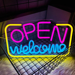 OPEN welcome　LEDネオンサイン