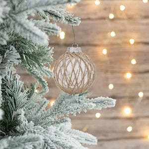 イベント・クリスマス装飾｜ゴールドリネンロープ付きクリスマスボール6個セット
