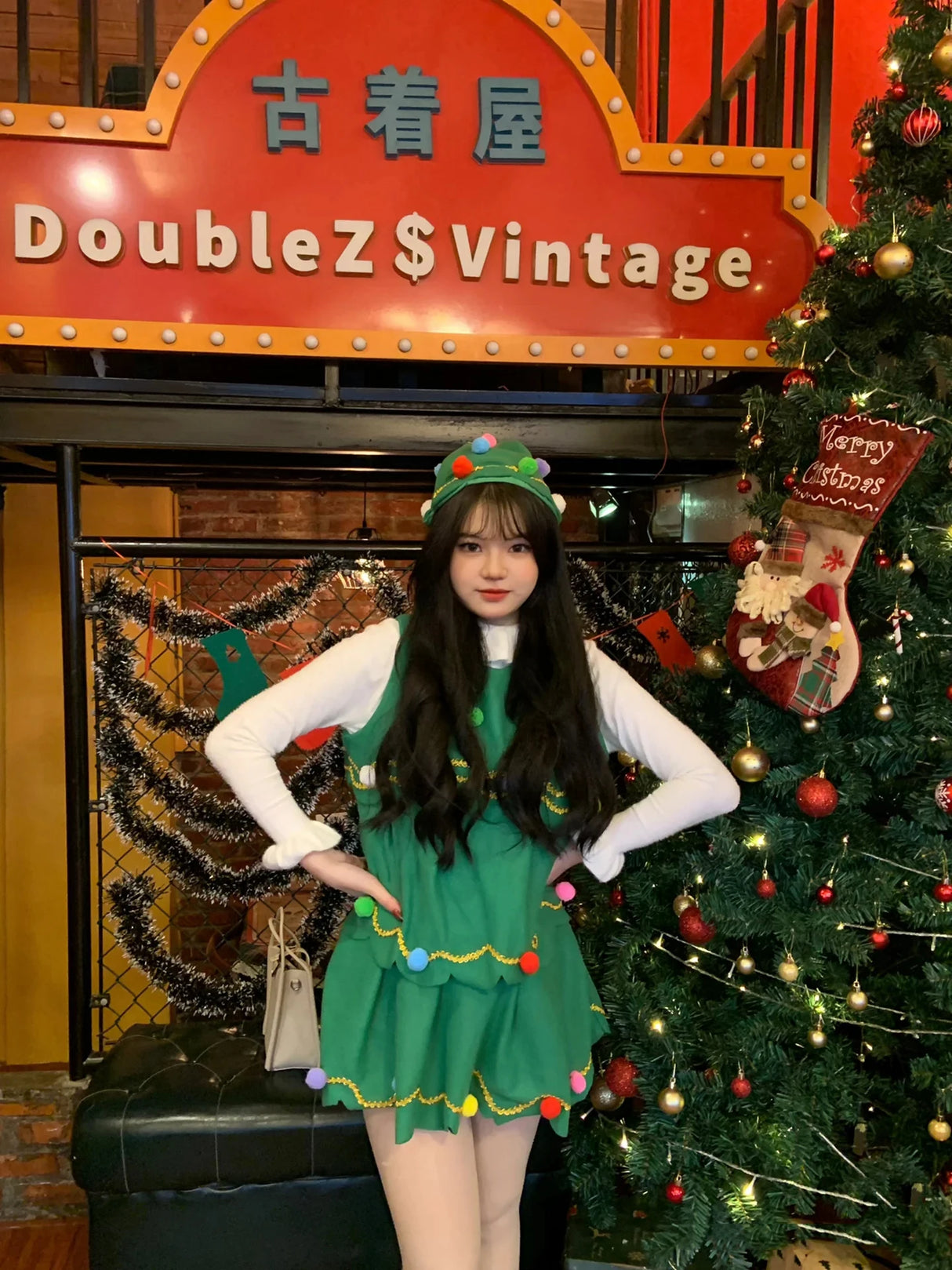 イベント・クリスマスグッズ｜キッズ～大人まで！ツリー型コスチュームセット(100c～170c)
