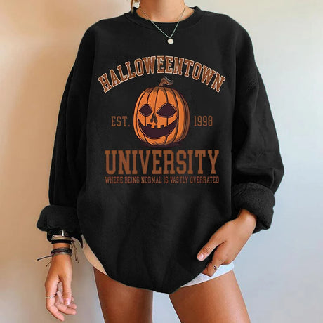 【イベント・ハロウィングッズ】裏起毛ハロウィンパンプキン柄トレーナー(S～XXL)
