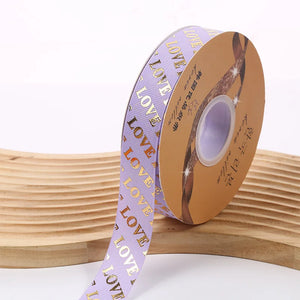 ゴールド箔LOVEグログランリボン 50ヤード