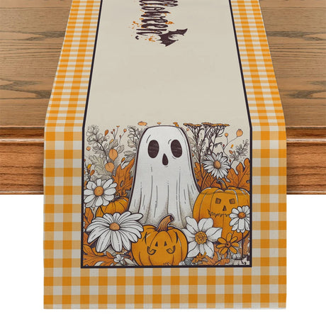イベント・ハロウィングッズ｜ゴースト柄 ポリエステル テーブルランナー