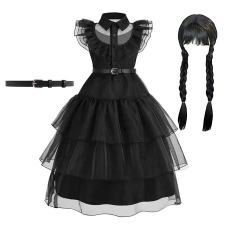 イベント・ハロウィングッズ｜ウエンズデー風プリンセスコスチュームセット（110c～160c）
