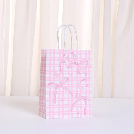 |ノベルティ用品 | リボン柄プリント紙ギフトバッグ | W15×H21×D8c