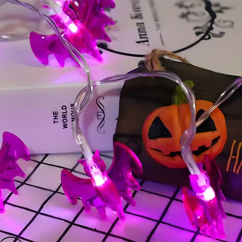 イベント・ハロウィン装飾｜LEDパンプキン＆コウモリ ライトストリング