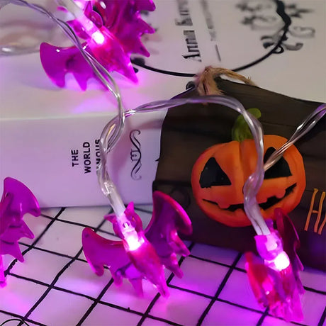 イベント・ハロウィン装飾｜LEDパンプキン＆コウモリ ライトストリング