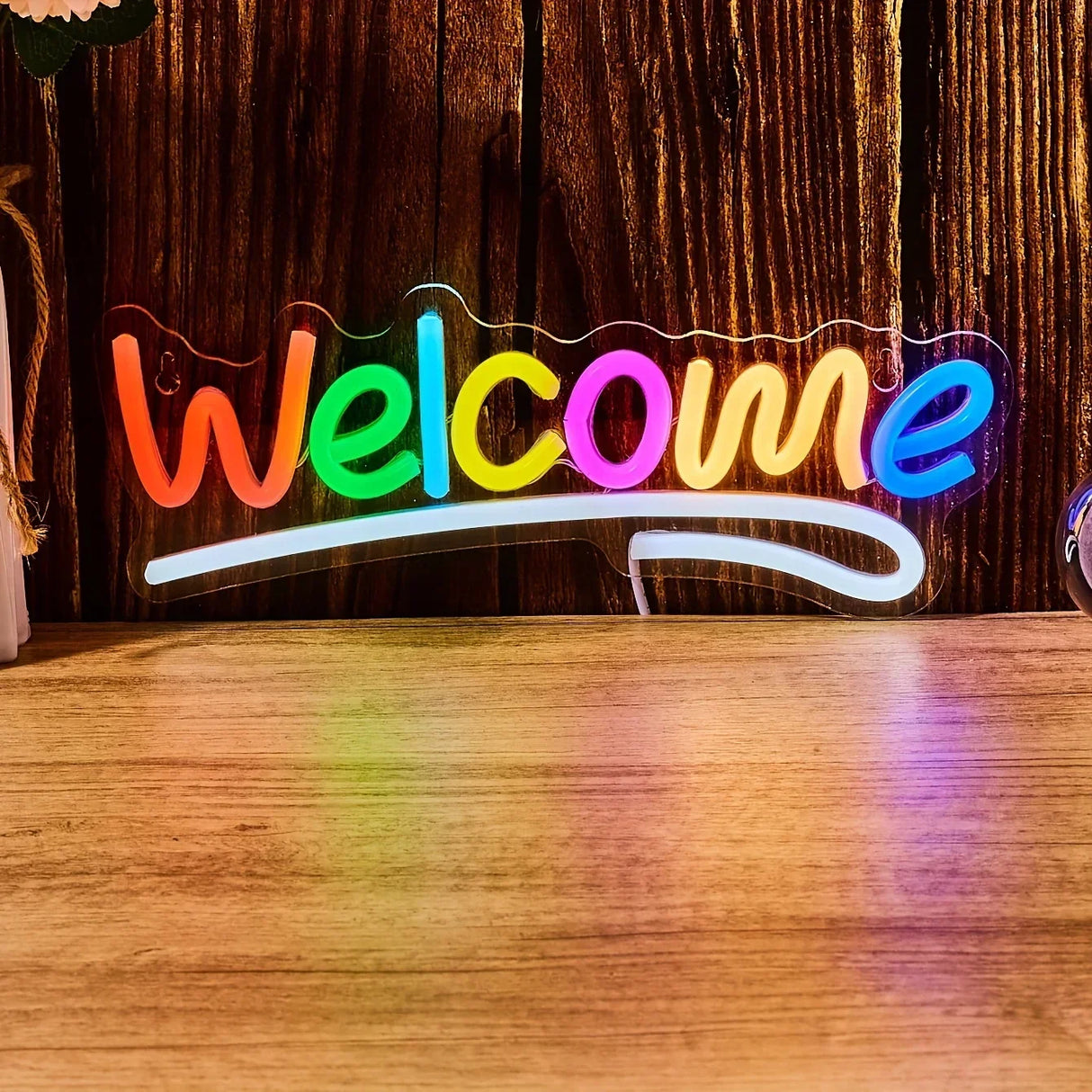 Welcome レインボーカラーLEDネオンサイン（ネオン看板）