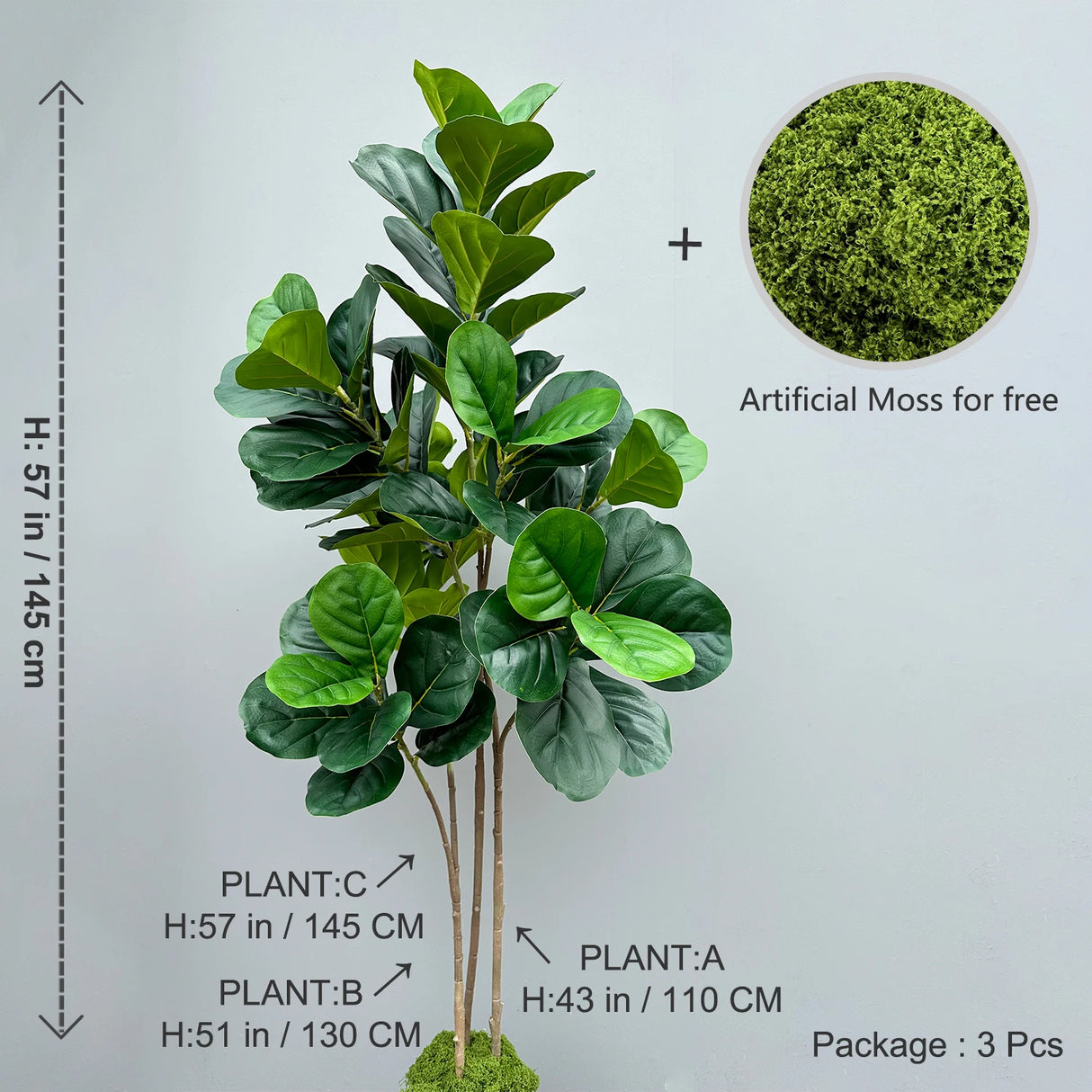 大型人工植物 フィカスツリー 40～145cm｜フェイクフィドルリーフ フィグ グリーンプラント インテリア装飾 オフィス・ウェディング向け