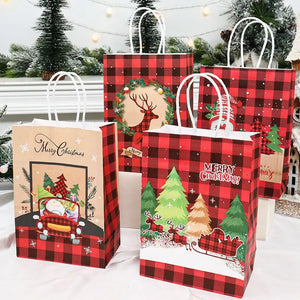 イベント・クリスマス装飾｜クリスマスクラフト紙ギフトバッグセット(4枚入)