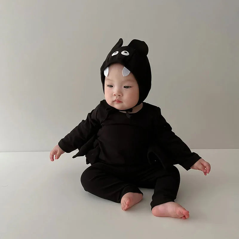 ハロウィンベビー服セット コウモリ柄3点セット