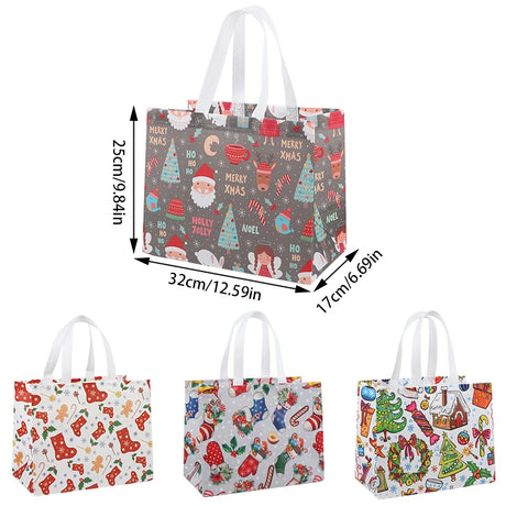 イベント・クリスマス装飾｜不織布トートバッグ型ギフトバックセット(4個/8個)
