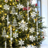 イベント・クリスマス装飾｜クリスタル雪の結晶型オーナメントセット(5/12/24個)