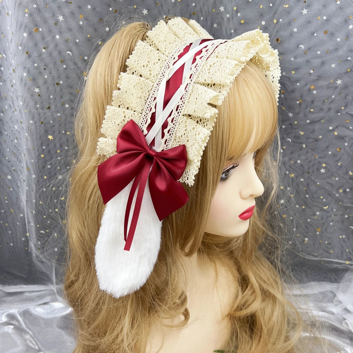 イベント・ハロウィングッズ｜ウサギ耳ロリータ風ヘアーバンド