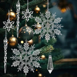 イベント・クリスマス装飾｜クリスタル雪の結晶型オーナメントセット(24個)