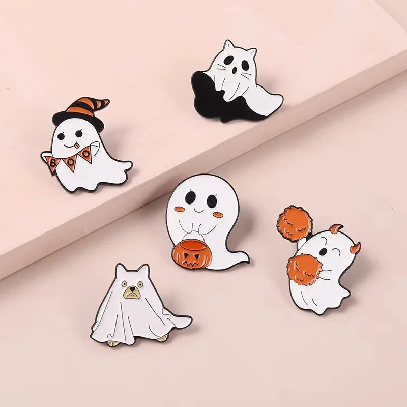 イベント・ハロウィングッズ｜カボチャゴーストエナメルブローチ