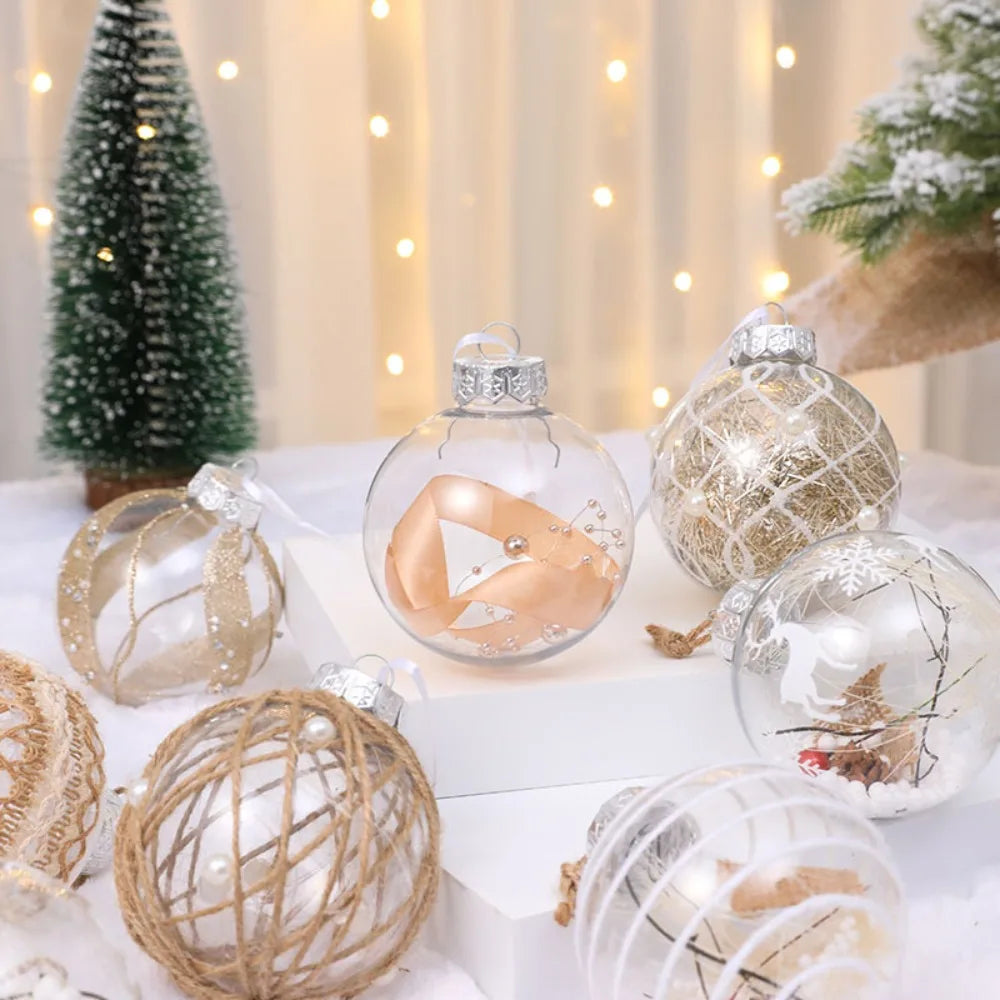 イベント・クリスマス装飾｜ゴールドリネンロープ付きクリスマスボール6個セット