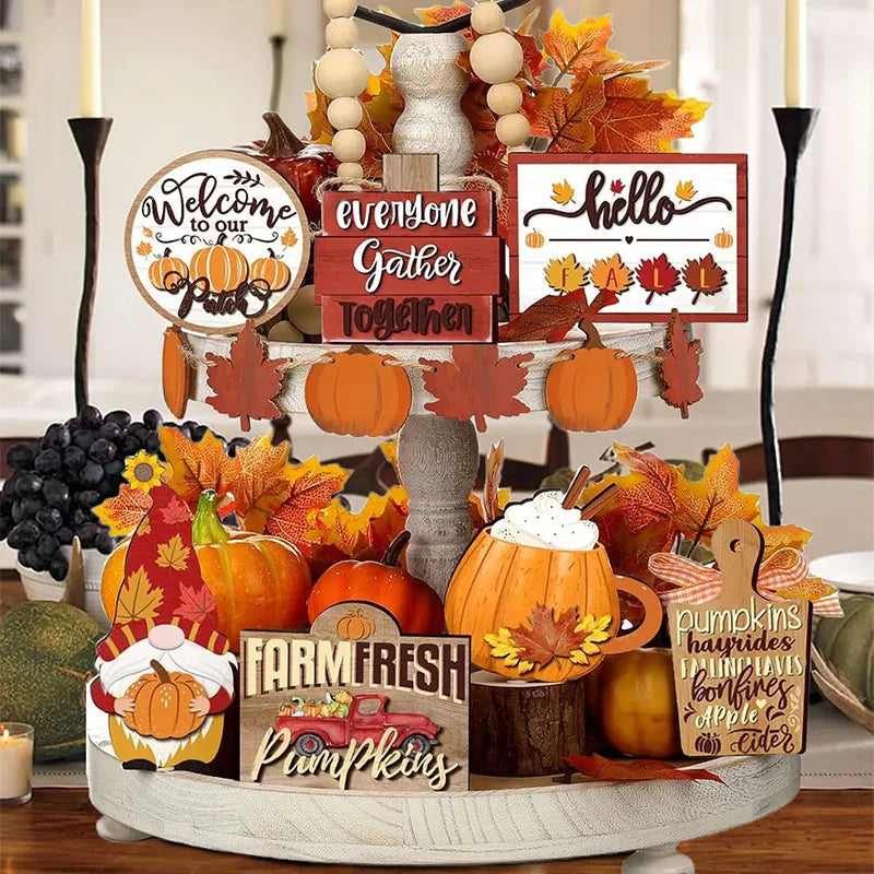イベント・ハロウィングッズ｜秋の木製デスクトップデコレーション