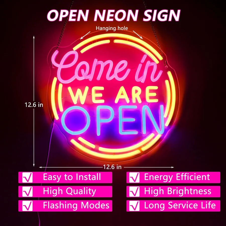 Come In! We Are Open　LEDネオンサイン（ネオン看板）
