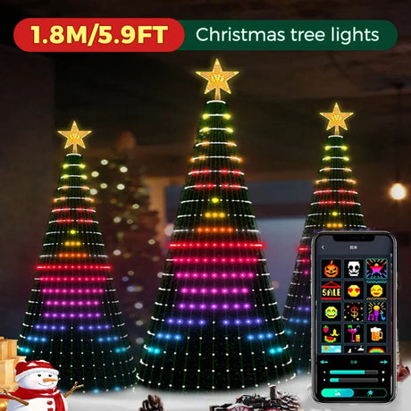 【イベント・クリスマス装飾】ツリーイルミネーション＆スターライト(1.5M/1.8M/2.1M)