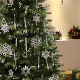 イベント・クリスマス装飾｜クリスタル雪の結晶型オーナメントセット(24個)
