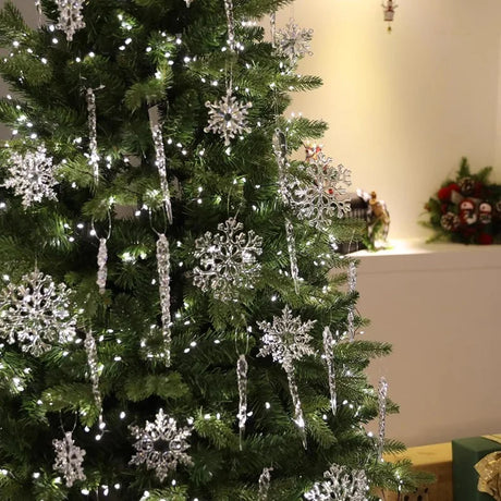 イベント・クリスマス装飾｜クリスタル雪の結晶型オーナメントセット(24個)