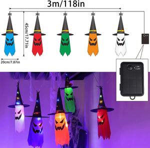 イベント・ハロウィン装飾｜ 魔女帽子型LEDライトセット 5個（3M））